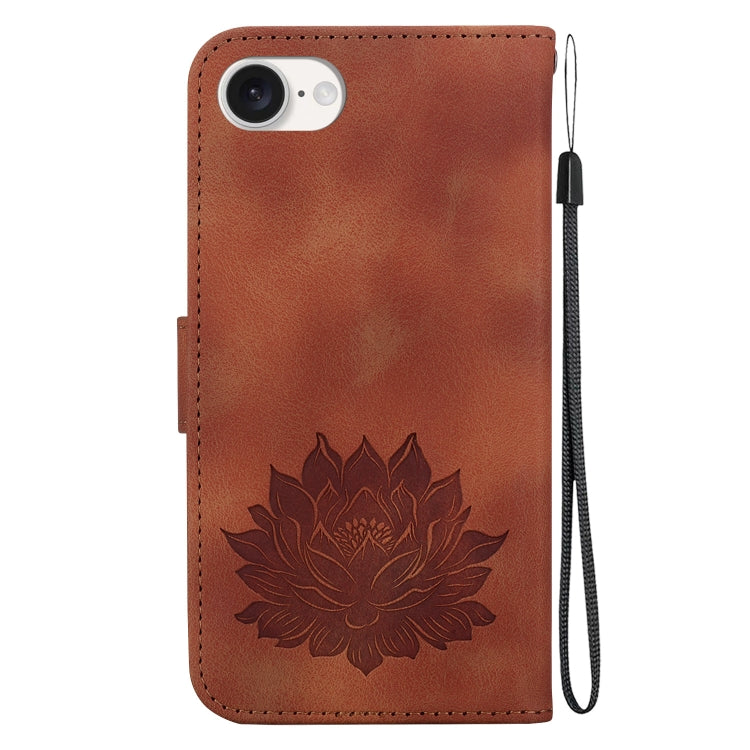 For iPhone 17e / 16e Lotus Embossed Leather Phone Case