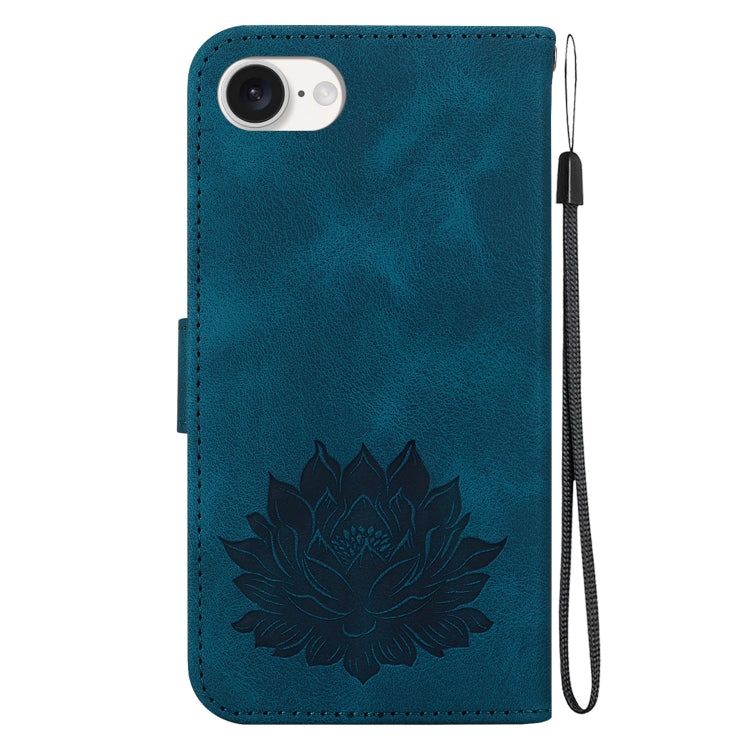 For iPhone 17e / 16e Lotus Embossed Leather Phone Case