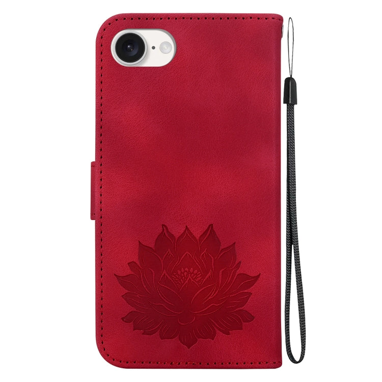 For iPhone 17e / 16e Lotus Embossed Leather Phone Case