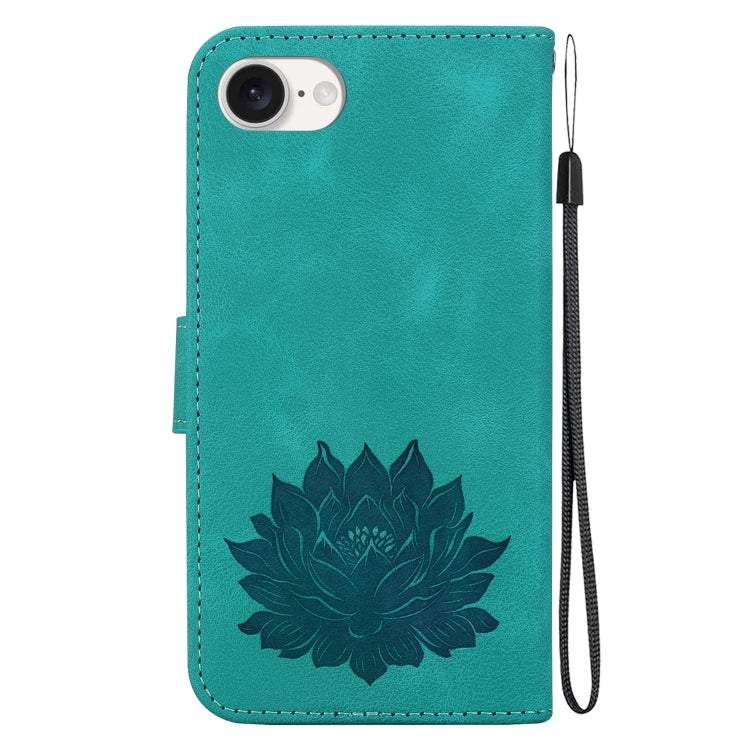 For iPhone 17e / 16e Lotus Embossed Leather Phone Case