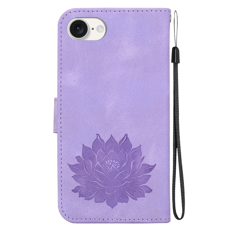 For iPhone 17e / 16e Lotus Embossed Leather Phone Case