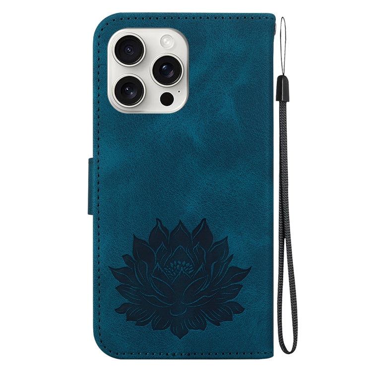 For iPhone 16 Pro Lotus Embossed Leather Phone Case
