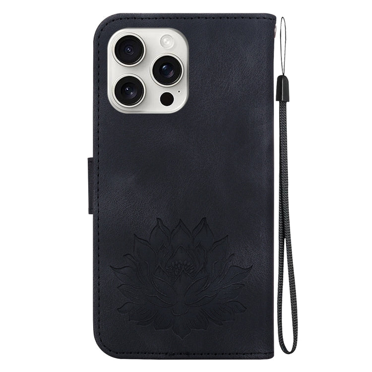 For iPhone 16 Pro Lotus Embossed Leather Phone Case