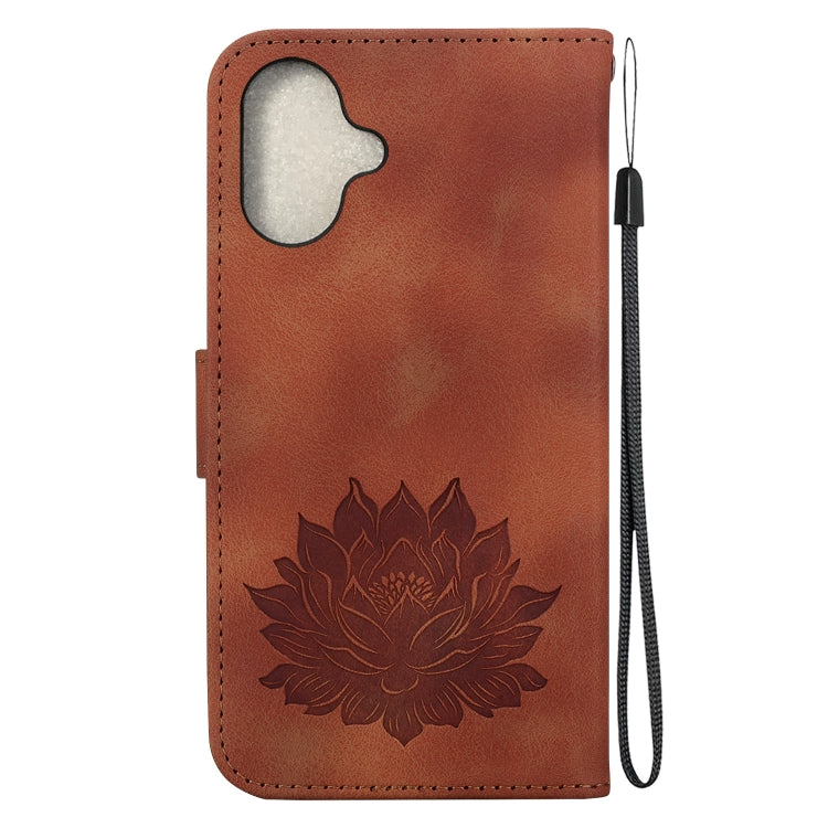 For iPhone 16 Lotus Embossed Leather Phone Case