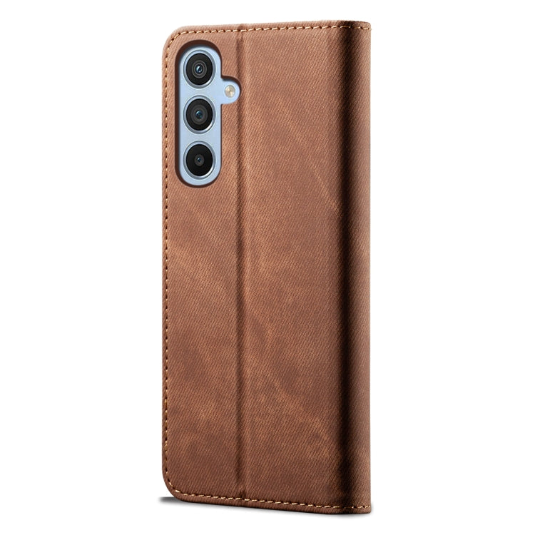 For Samsung Galaxy S25 5G Denim Texture Casual Style Horizontal Flip Leather Case
