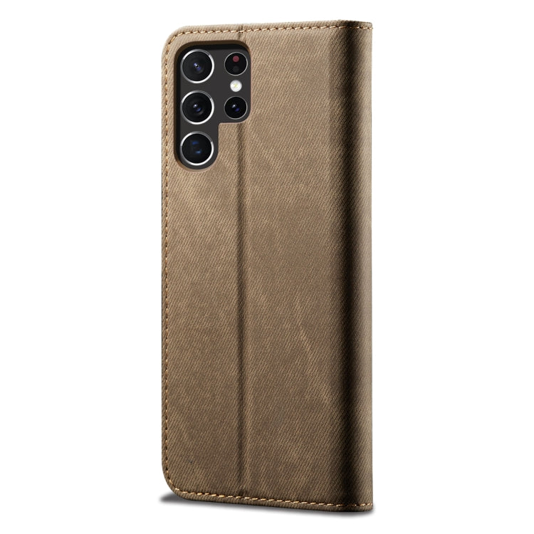 For Samsung Galaxy S25 Ultra 5G Denim Texture Casual Style Horizontal Flip Leather Case