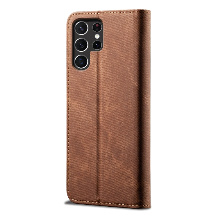 For Samsung Galaxy S25 Ultra 5G Denim Texture Casual Style Horizontal Flip Leather Case