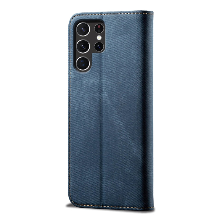For Samsung Galaxy S25 Ultra 5G Denim Texture Casual Style Horizontal Flip Leather Case