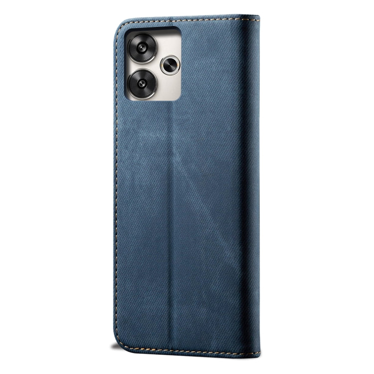 For Xiaomi Poco M6 4G Denim Texture Casual Style Horizontal Flip Leather Case