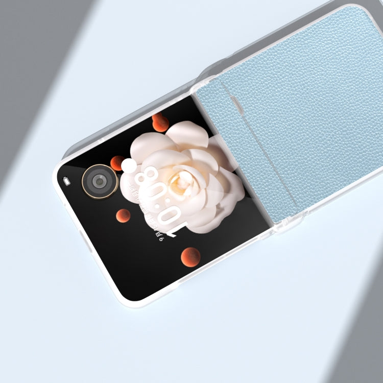For Honor Magic V Flip ABEEL Three Parts Frosted Transparent Frame Genuine Leather Mino Phone Case