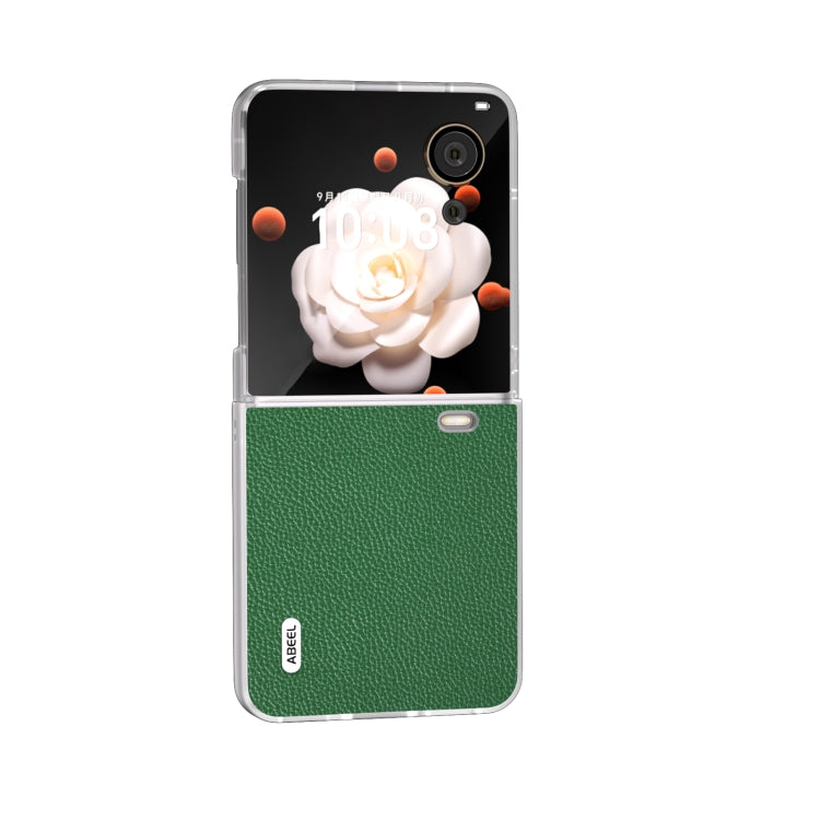 For Honor Magic V Flip ABEEL Frosted Transparent Frame Genuine Leather Mino Phone Case