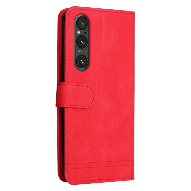 For Sony Xperia 1 V Skin Feel Life Tree Metal Button Leather Phone Case