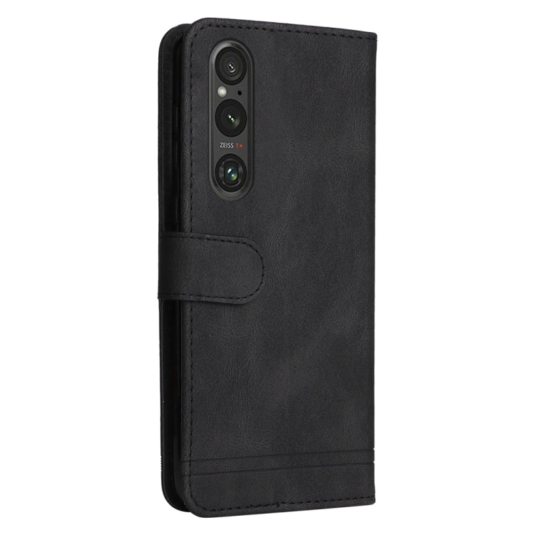 For Sony Xperia 1 V Skin Feel Life Tree Metal Button Leather Phone Case