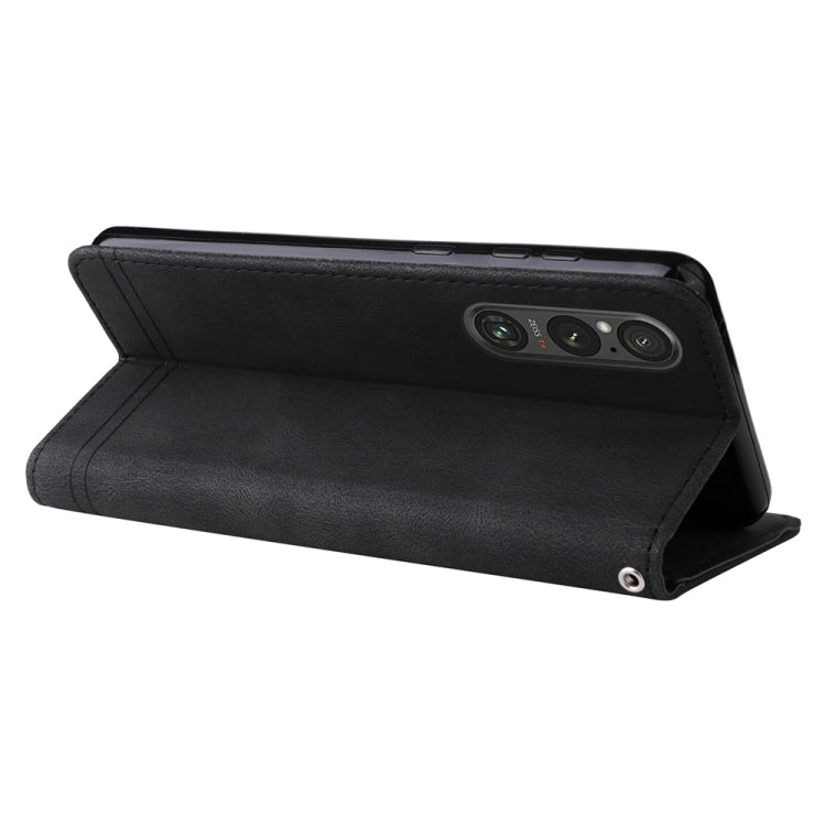 For Sony Xperia 1 V Skin Feel Life Tree Metal Button Leather Phone Case