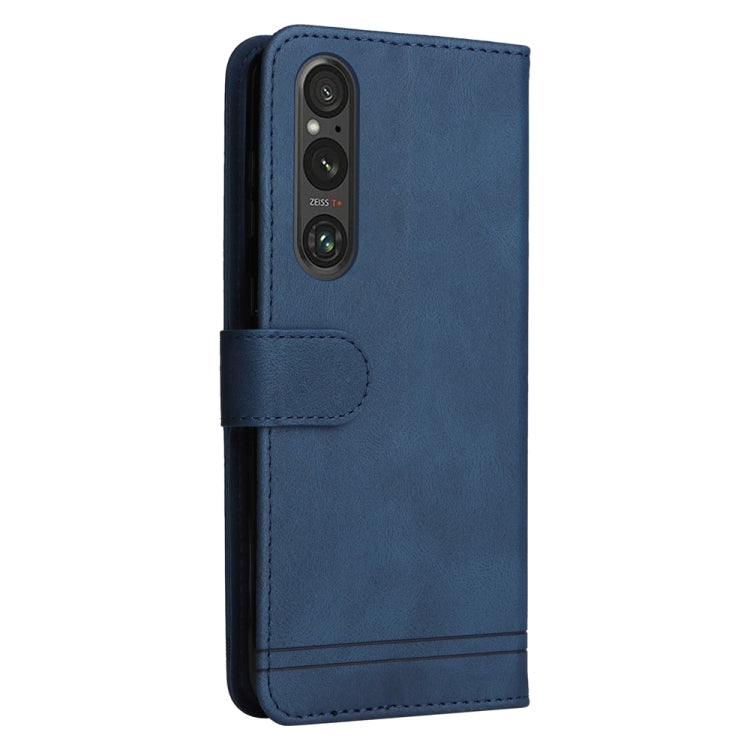 For Sony Xperia 1 V Skin Feel Life Tree Metal Button Leather Phone Case