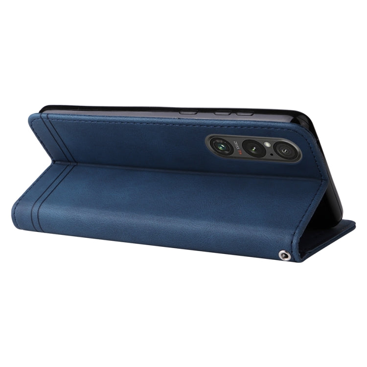 For Sony Xperia 1 V Skin Feel Life Tree Metal Button Leather Phone Case