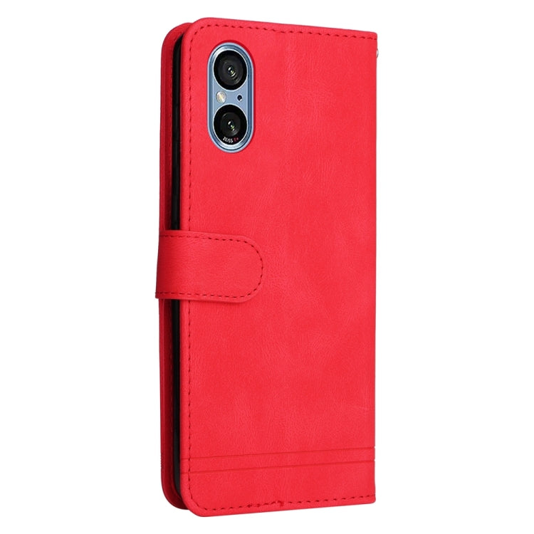 For Sony Xperia 5 V Skin Feel Life Tree Metal Button Leather Phone Case