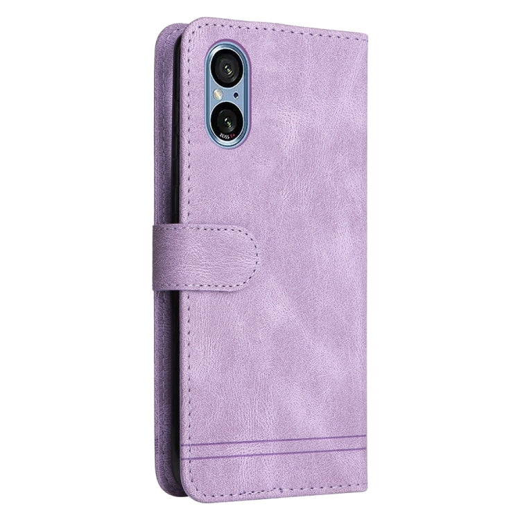 For Sony Xperia 5 V Skin Feel Life Tree Metal Button Leather Phone Case