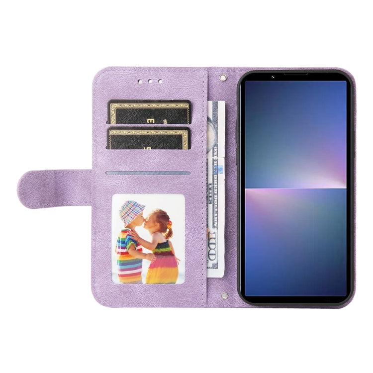 For Sony Xperia 5 V Skin Feel Life Tree Metal Button Leather Phone Case