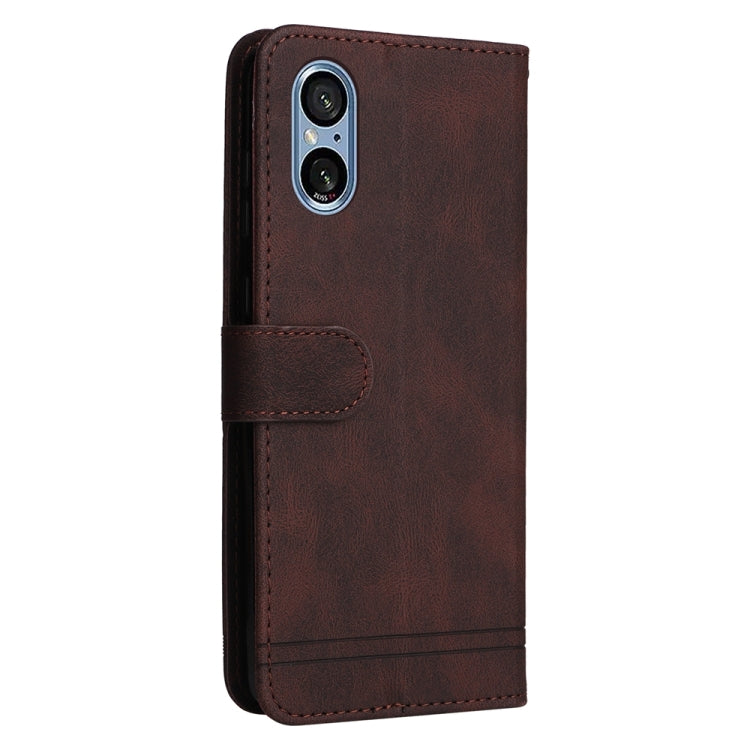 For Sony Xperia 5 V Skin Feel Life Tree Metal Button Leather Phone Case