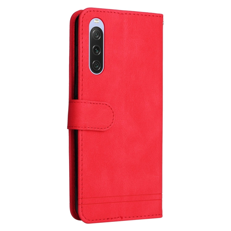 For Sony Xperia 10 V Skin Feel Life Tree Metal Button Leather Phone Case