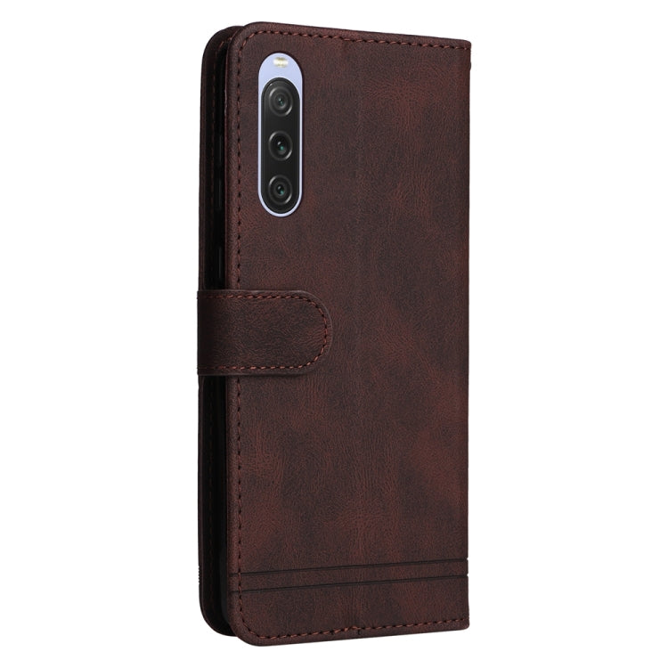 For Sony Xperia 10 V Skin Feel Life Tree Metal Button Leather Phone Case