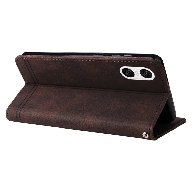 For Sony Xperia 10 VI Skin Feel Life Tree Metal Button Leather Phone Case