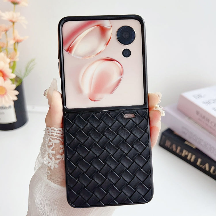 For Honor Magic V Flip Woven Texture Folding PU Phone Case