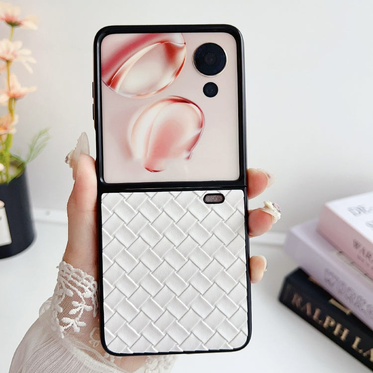 For Honor Magic V Flip Woven Texture Folding PU Phone Case