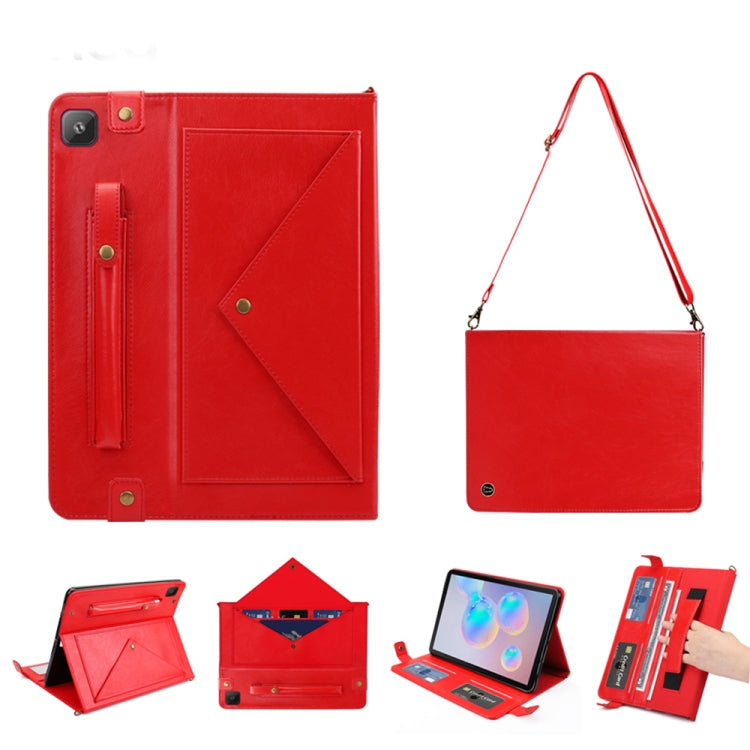 For Samsung Galaxy Tab A7 SM-T505 (2020) Envelope Horizontal Flip PU Leather Case with Card Slots & Pen Slots & Holder & Wallet & Photo Frame & Shoulder Strap