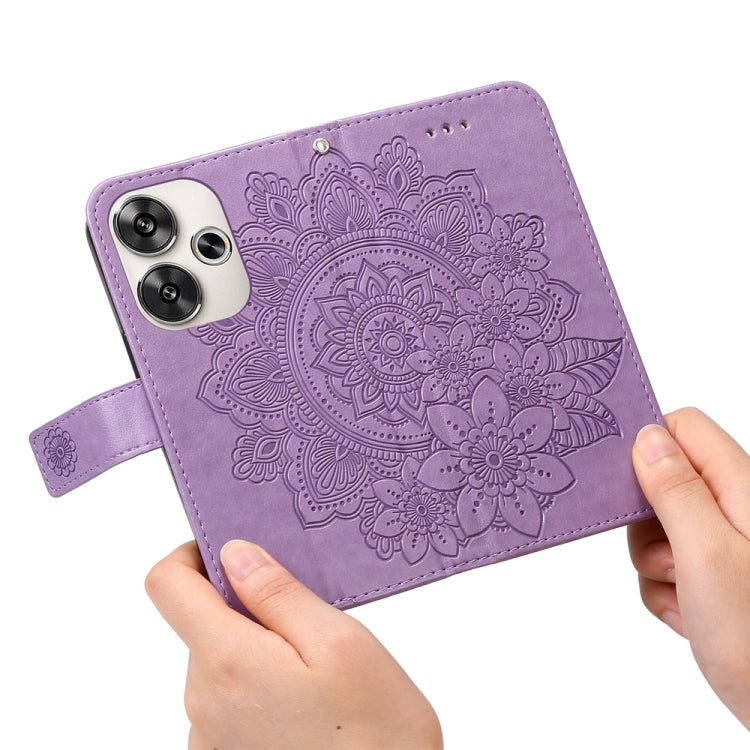 For Xiaomi Poco F6 7-petal Flowers Embossing Leather Phone Case