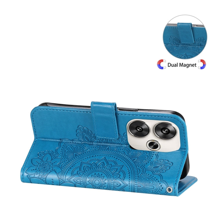 For Xiaomi Poco F6 7-petal Flowers Embossing Leather Phone Case