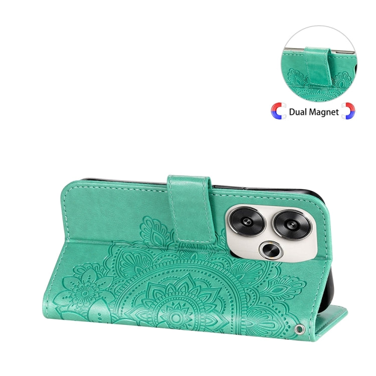 For Xiaomi Poco F6 7-petal Flowers Embossing Leather Phone Case