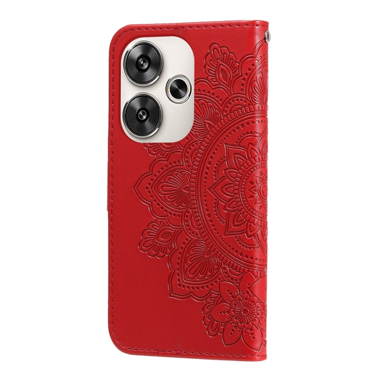 For Xiaomi Poco F6 7-petal Flowers Embossing Leather Phone Case