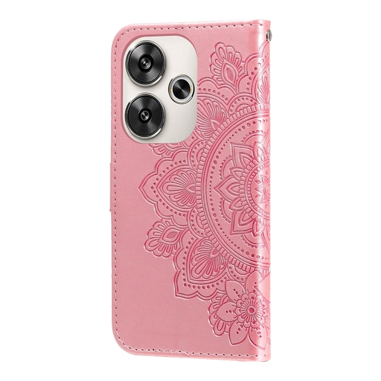 For Xiaomi Poco F6 7-petal Flowers Embossing Leather Phone Case