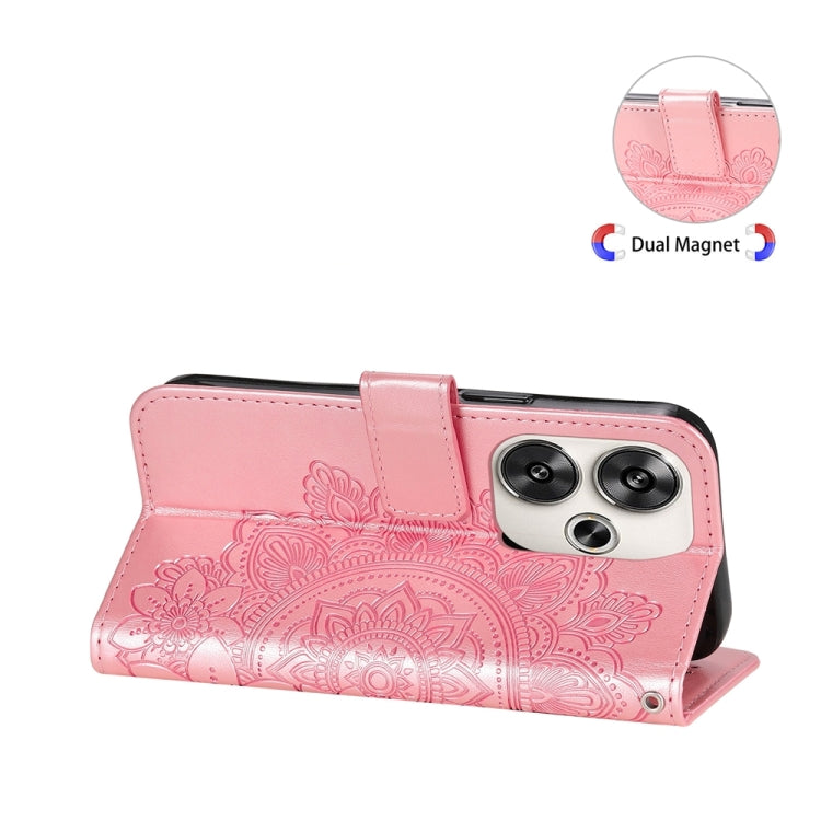 For Xiaomi Poco F6 7-petal Flowers Embossing Leather Phone Case