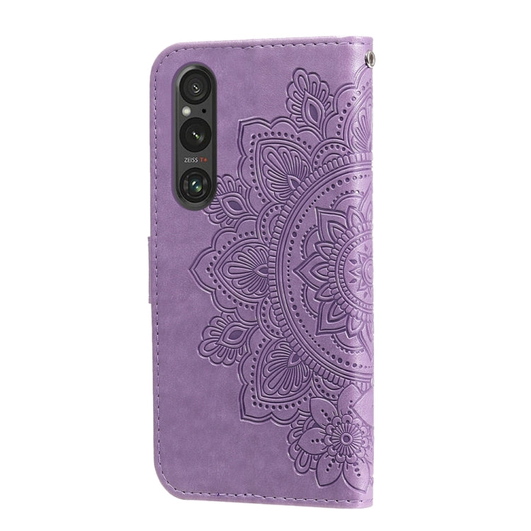 For Sony Xperia 1 V Seven-petal Flowers Embossing Leather Phone Case