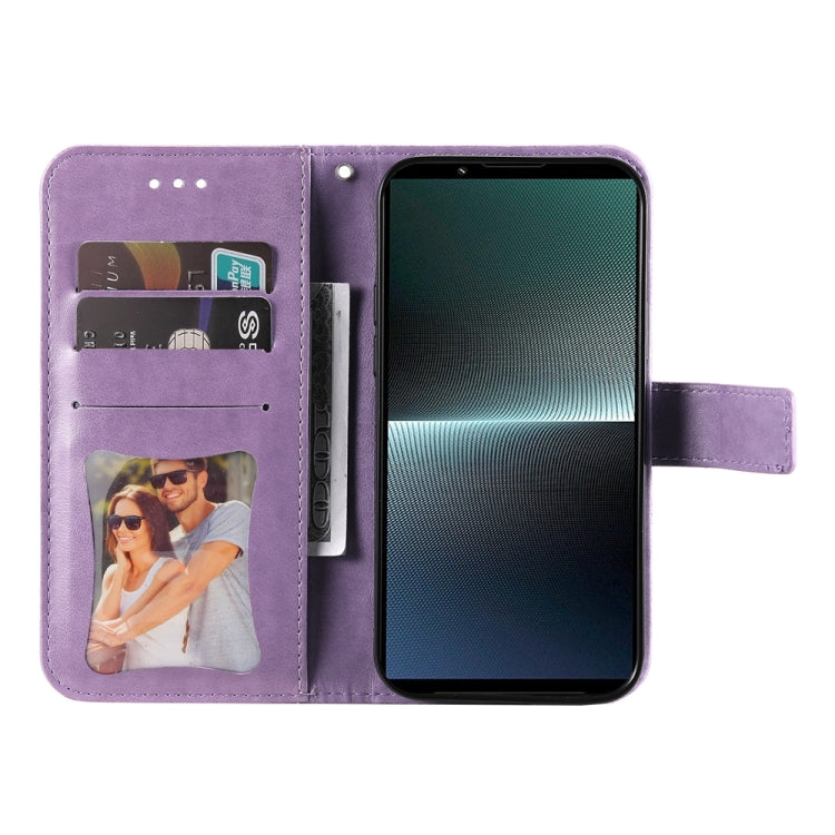 For Sony Xperia 1 V Seven-petal Flowers Embossing Leather Phone Case