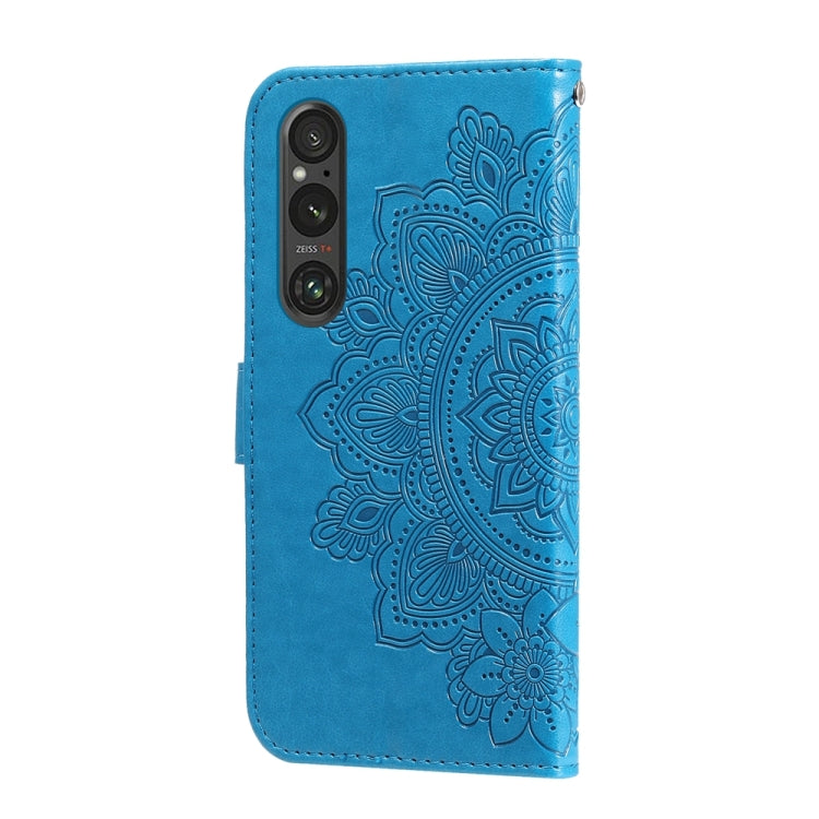 For Sony Xperia 1 V Seven-petal Flowers Embossing Leather Phone Case