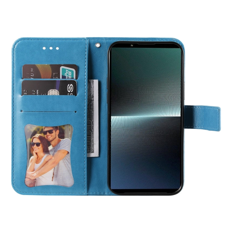 For Sony Xperia 1 V Seven-petal Flowers Embossing Leather Phone Case