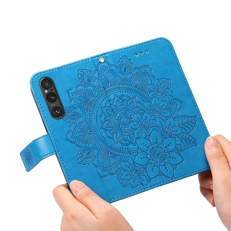 For Sony Xperia 1 V Seven-petal Flowers Embossing Leather Phone Case
