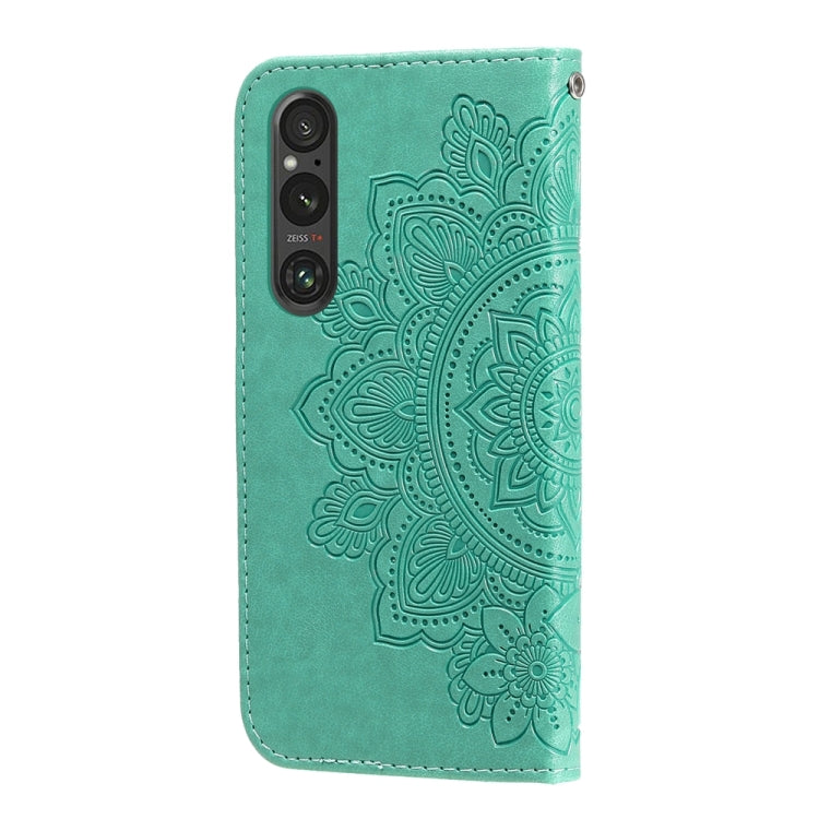 For Sony Xperia 1 V Seven-petal Flowers Embossing Leather Phone Case