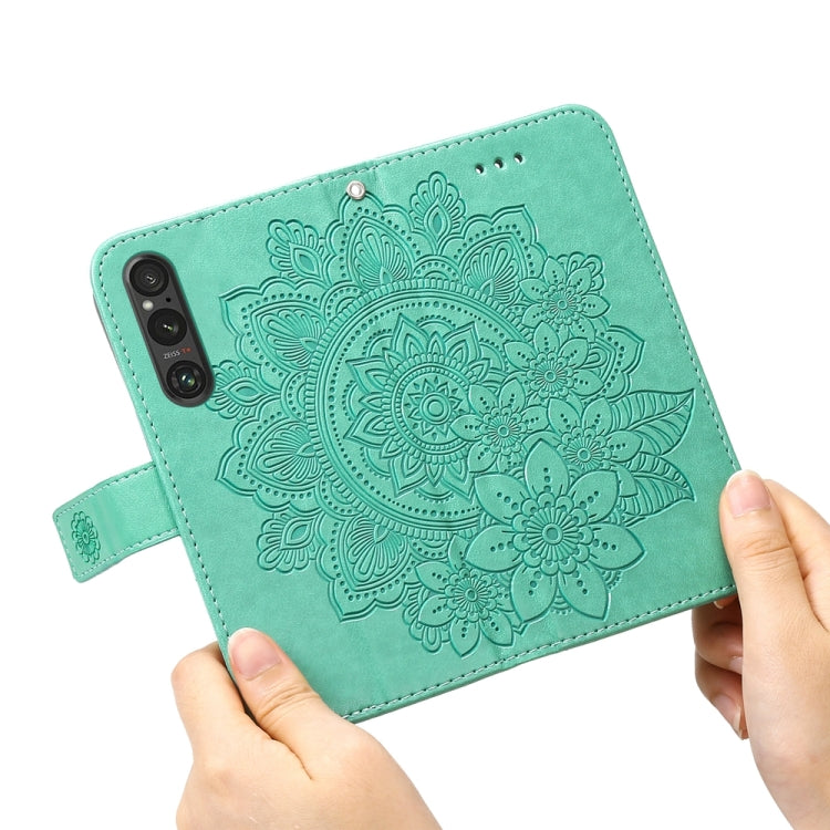 For Sony Xperia 1 V Seven-petal Flowers Embossing Leather Phone Case