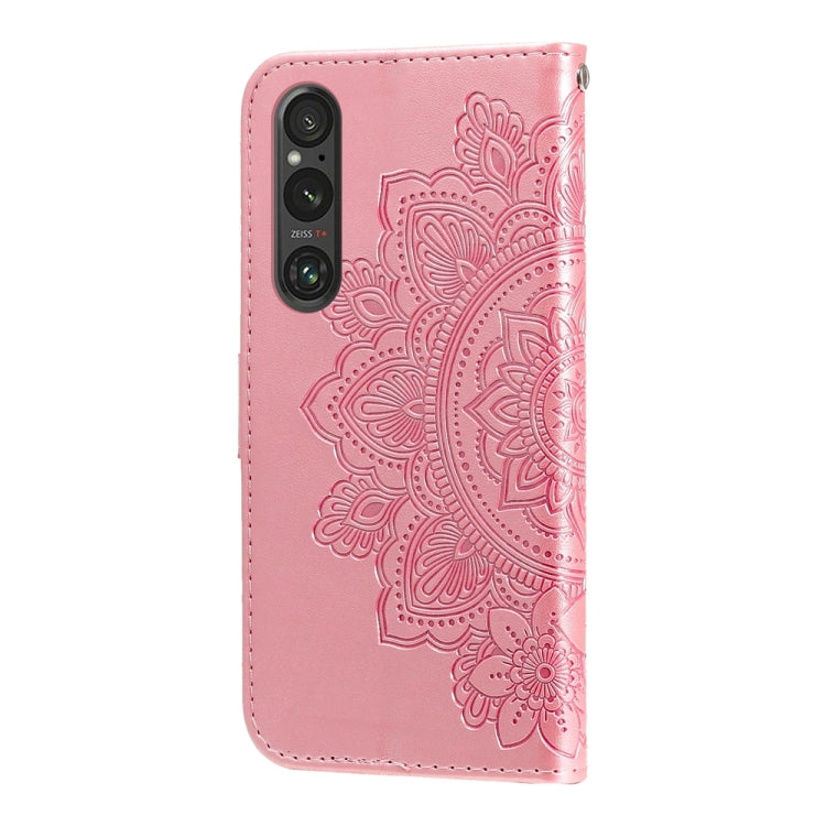For Sony Xperia 1 V Seven-petal Flowers Embossing Leather Phone Case