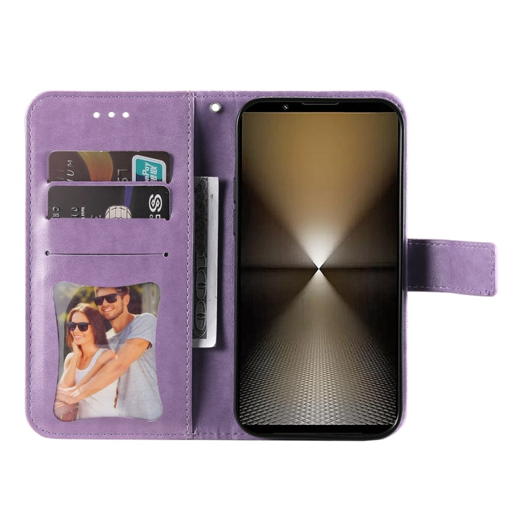For Sony Xperia 1 VI Seven-petal Flowers Embossing Leather Phone Case