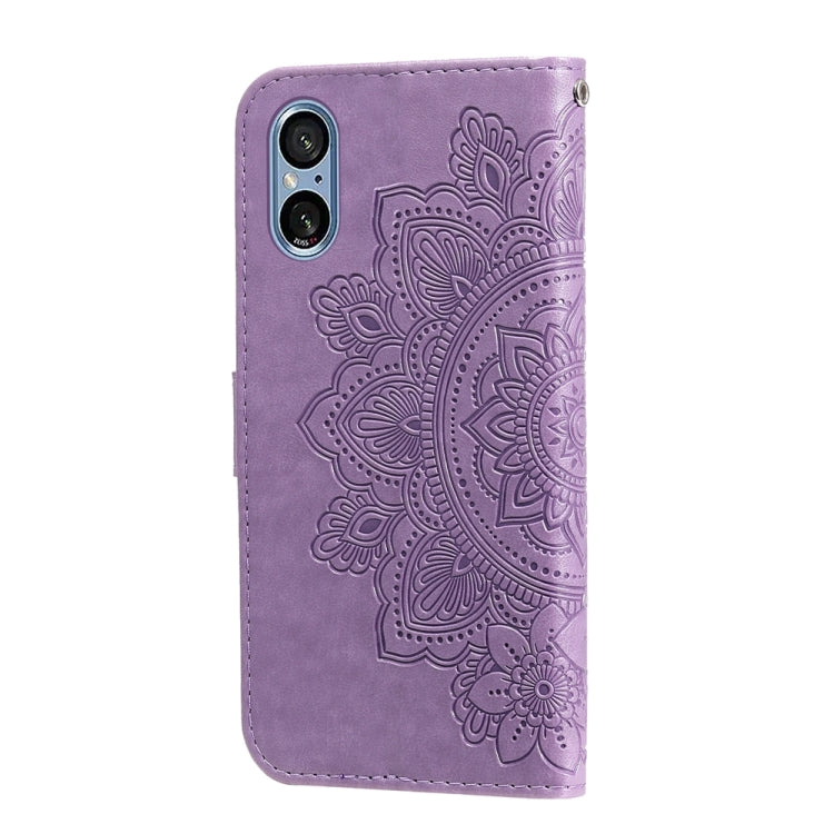 For Sony Xperia 5 V Seven-petal Flowers Embossing Leather Phone Case