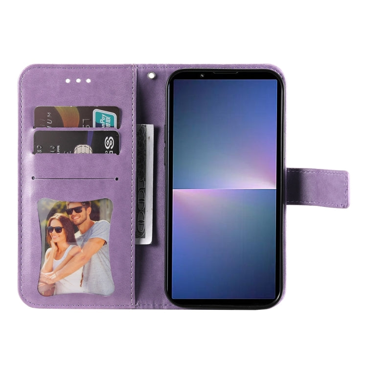 For Sony Xperia 5 V Seven-petal Flowers Embossing Leather Phone Case