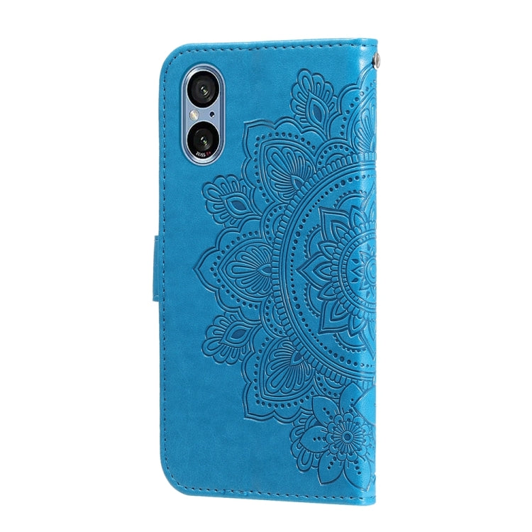 For Sony Xperia 5 V Seven-petal Flowers Embossing Leather Phone Case