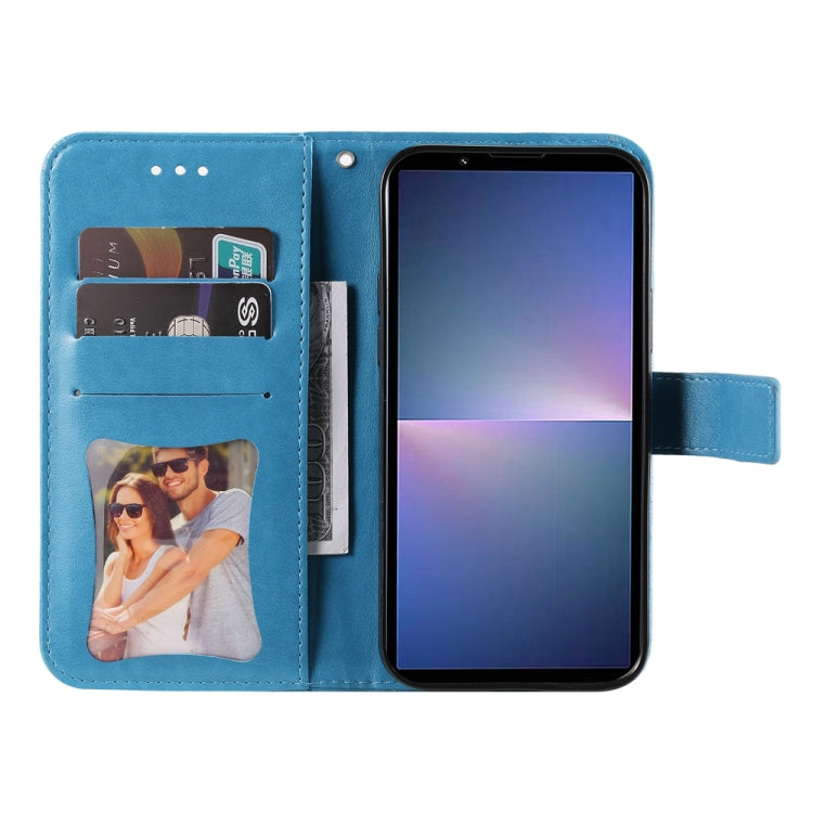 For Sony Xperia 5 V Seven-petal Flowers Embossing Leather Phone Case