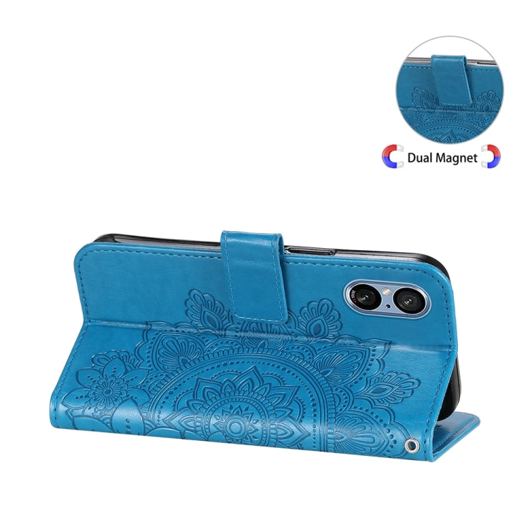 For Sony Xperia 5 V Seven-petal Flowers Embossing Leather Phone Case